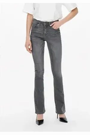 ONLY Bootcut-Jeans B800 Damen Bootcut Jeans Hose High Waist weite Jeanshose Flared Schlaghose grau M
