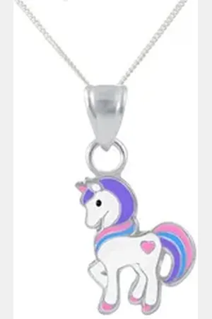 schmuck23 Kettenanhänger Kette Anhänger Einhorn 925 Silber Kinder Mädchen (Halskette mit Anhänger), Silberanhänger Kettenanhänger Kinderschmuck Halskette bunt