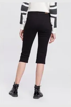 ARIZONA Caprijeans mit Schlitz am Saum schmale Passform, mit stylischen Nieten, hohe Taille schwarz 40