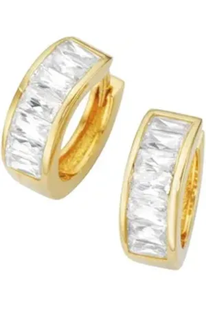 Giorgio Martello Paar Creolen mit weißen Zirkonia, vergoldet, Silber 925 goldfarben