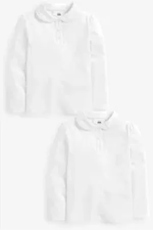 Next Langarm-Poloshirt Langärmelige Jersey-Oberteile, 2er-Pack (2-tlg) weiß 104 (4 J.)
