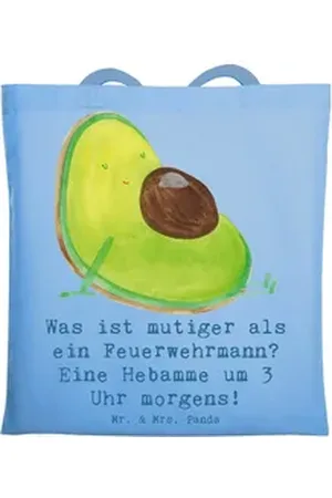 Mr. & Mrs. Panda Tragetasche Mutige Hebamme - Sky Blue - Geschenk, mutiger als ein Feuerwehrmann, (1-tlg) blau