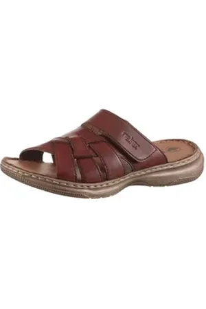 Rieker Pantolette Strandschuh, Sommerschuh, Hausschuh mit Klettriemchen braun 40 EU