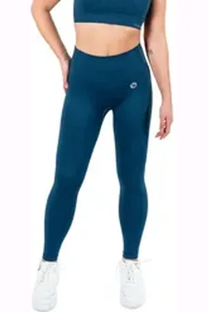 STARK SOUL Highwaist Leggings Sport Leggings "reflect" mit hohem breitem Bund blau L