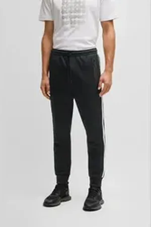 HUGO BOSS GREEN Sweathose Hover Striped C mit kontrastfarbigem Streifen schwarz M