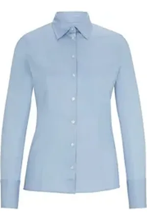 HUGO BOSS Langarmbluse Bluse - Slim Fit blau 40