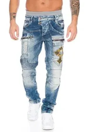 Cipo & Baxx Regular-fit-Jeans Herren Jeans mit aufwendigem Nahtdesign und edler Optik Herren Jeans mit aufwendigem Nahtdesign und edler Optik blau 36