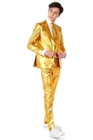 OppoSuits Kinderanzug Teen Groovy Gold Anzug für Jugendliche - Karneval Going for Gold: Bling-Bling zum Anziehen 158