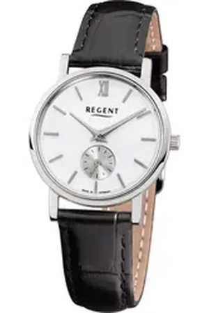 Regent Quarzuhr Damen-Armbanduhr schwarz Analog, (Analoguhr), Damen Armbanduhr rund, klein (ca. 27mm), Lederarmband schwarz