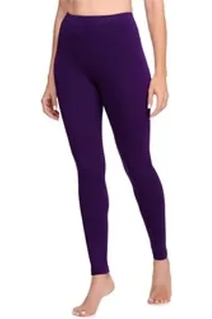 Ladeheid Leggings Damen Lange Leggings aus Viskose LA40-201 (1-tlg) elastischer Bund lila 36