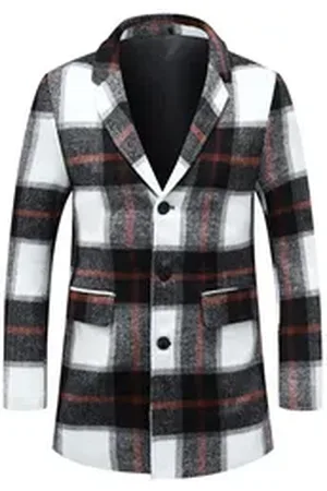 Allthemen Wollmantel mit Karomuster Kurzmantel im Regular Fit Warmer Wintermantel rot XXL