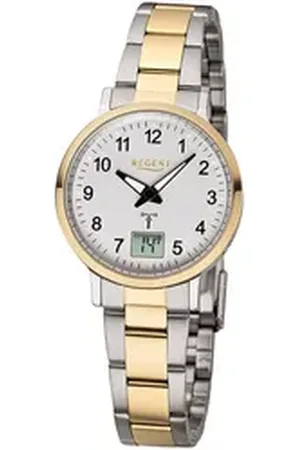Regent Funkuhr Damen Uhr FR-258 Metall Funk, (Funkuhr), Damen Funkuhr rund, klein (ca. 30mm), Metallarmband goldfarben