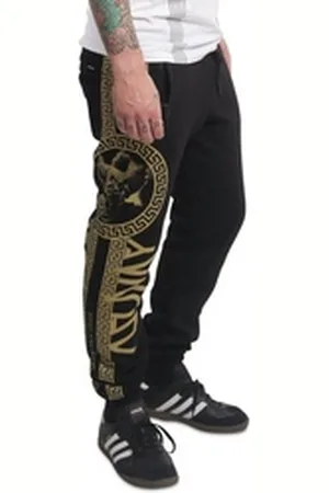 Yakuza Jogginghose VIP Team mit goldenem Metallic-Print schwarz S
