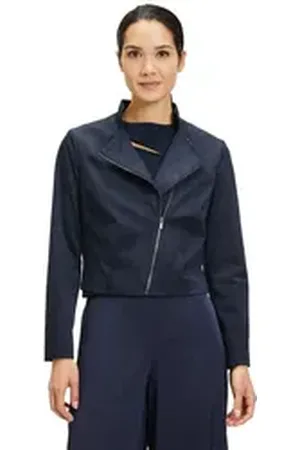 Vera Mont Jackenblazer Bikerjacke mit Reißverschluss Reißverschluss blau 40