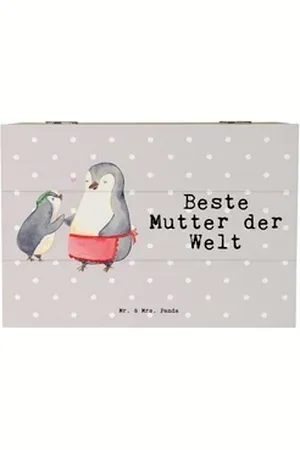 Mr. & Mrs. Panda Dekokiste Pinguin Beste Mutter der Welt - Grau Pastell - Geschenk, Muttertag, D (1 St) grau