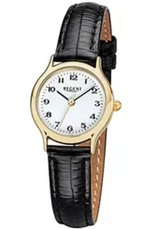 Regent Quarzuhr Damen-Armbanduhr schwarz Analog, (Analoguhr), Damen Armbanduhr rund, klein (ca. 24mm), Lederarmband schwarz