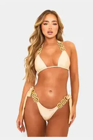 Moda Minx Triangel-Bikini-Top Boujee, mit stilvollem Steinbesatz beige|gelb M