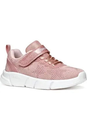 Geox J ARIL GIRL Sneaker, Knitwear Sneaker, Klettschuh mit glitzerndem Klettriegel rosa 30 EU