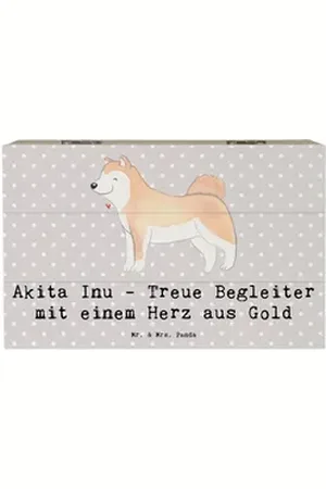 Mr. & Mrs. Panda Dekokiste 19 x 12 cm Akita Inu Herz - Grau Pastell - Geschenk, treuer Begleiter (1 St) grau