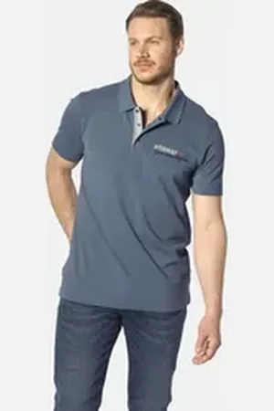 Jan Vanderstorm Poloshirt JAKOV mit Kontrast-Knopfleiste blau 4XL (68/70)