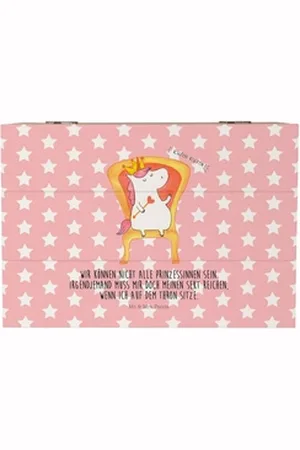 Mr. & Mrs. Panda Dekokiste Einhorn Prinzessin - Rot Pastell - Geschenk, Monat, Holzkiste, Kiste, (1 St) rot