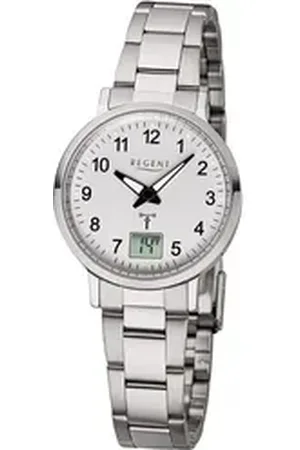 Regent Funkuhr Damen Uhr FR-260 Metall Funkwerk, (Funkuhr), Damen Funkuhr rund, klein (ca. 30mm), Metallarmband silberfarben