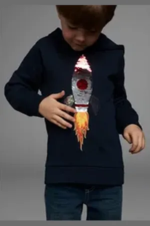 Kidsworld Kapuzensweatshirt lange Ärmel, Basic-Passform, aus Baumwolle, mit Rippbündchen blau 116/122