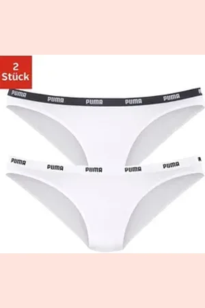 PUMA Bikinislip Iconic (Packung, 2er-Pack) mit schmalem Logo-Webbündchen weiß XS