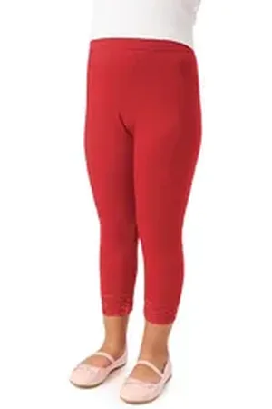Merry Style Leggings Mädchen 3/4 Capri Leggings aus Baumwolle mit Spitze MS10-228 (1-tlg) elastischer Bund rot 122