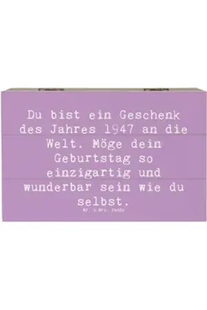 Mr. & Mrs. Panda Dekokiste 19 x 12 cm Spruch 1947 Geburtstag - Lavendeltraum - Geschenk, Geburts (1 St) lila