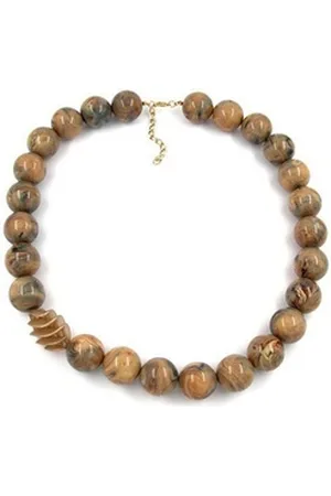 GALLAY Perlenkette Kette Perlen und Spirale braun marmor (1-tlg)