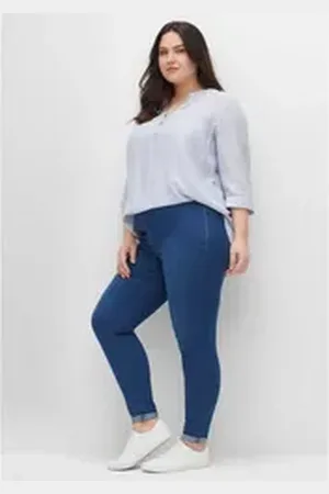 Sheego Jeansjeggings Große Größen in individueller Waschung blau 52