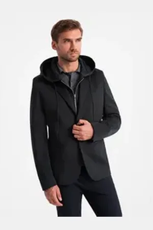 Ombre Clothing Sakko mit Kapuze Sakko mit Kapuze schwarz XL