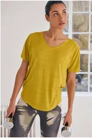 Next Funktionsshirt Active Sports Kurzarmtop mit V-Ausschnitt (1-tlg) gelb XL