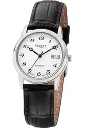 Regent Quarzuhr Damen Armbanduhr Analog, (Analoguhr), Damenuhr Lederbandarmband schwarz, rundes Gehäuse, mittel (ca. 32mm) schwarz
