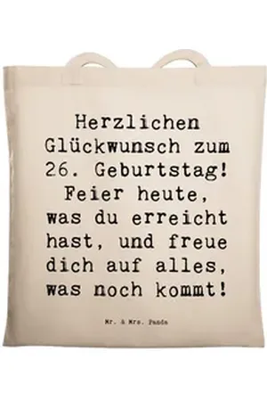 Mr. & Mrs. Panda Tragetasche Spruch 26. Geburtstag - Transparent - Geschenk, Erfolge, Strandtasche (1-tlg)