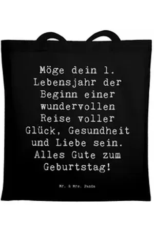 Mr. & Mrs. Panda Tragetasche Spruch 1. Geburtstag Reise - Schwarz - Geschenk, wundervolle Reise, G (1-tlg) schwarz