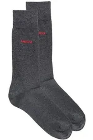 HUGO BOSS Businesssocken 2P RS UNI CC (Packung, 2-Paar, 2er Pack) mit kontrastfarbenem Logo-Schriftzug schwarz 39-42