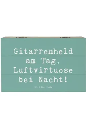Mr. & Mrs. Panda Dekokiste 19 x 12 cm Spruch Gitarrenheld - Meeresbrise - Geschenk, Luftgitarre, (1 St) blau
