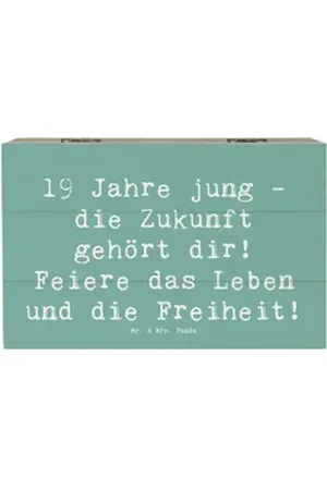 Mr. & Mrs. Panda Dekokiste 19 x 12 cm Spruch 19. Geburtstag - Meeresbrise - Geschenk, glückliche (1 St) blau