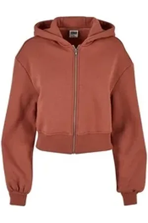 Urban classics Sweatjacke Damen Ladies Short Oversized Zip Jacket (1-tlg) braun 5XL