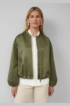 QS by s.Oliver BLACK LABEL Funktionsjacke Satinierter Oversize-Blouson mit elastischem Saum 48