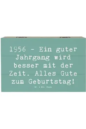Mr. & Mrs. Panda Dekokiste 19 x 12 cm Spruch 1956 Geburtstag - Meeresbrise - Geschenk, Aufbewahr (1 St) blau