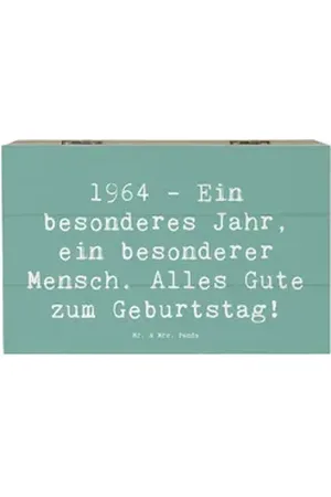 Mr. & Mrs. Panda Dekokiste 19 x 12 cm Spruch 1964 Geburtstag - Meeresbrise - Geschenk, Ereigniss (1 St) blau