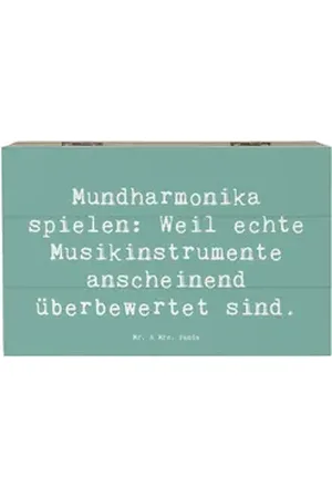 Mr. & Mrs. Panda Dekokiste 19 x 12 cm Spruch Mundharmonika spielen: Weil echte Musikinstrumente (1 St) blau