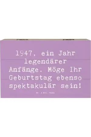 Mr. & Mrs. Panda Dekokiste 19 x 12 cm Spruch 1947 Geburtstag - Lavendeltraum - Geschenk, Geburts (1 St) lila