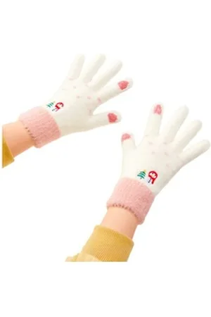 HURTEL COFI 1453 Fäustlinge Winter-Telefonhandschuhe für Damen mit Schneemann und Weihnachtsbaum rosa