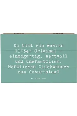 Mr. & Mrs. Panda Dekokiste 19 x 12 cm Spruch 1963 Geburtstag - Meeresbrise - Geschenk, Geschenki (1 St) blau