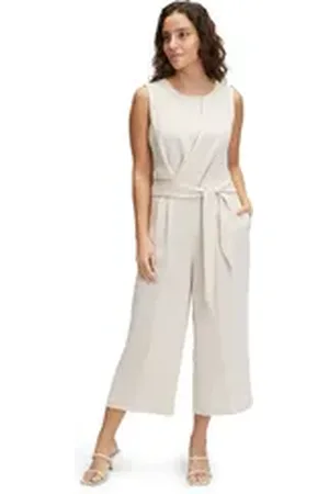 Betty & Co Betty&Co Overall Jumpsuit ohne Arm (1-tlg) Falten beige|grau 42