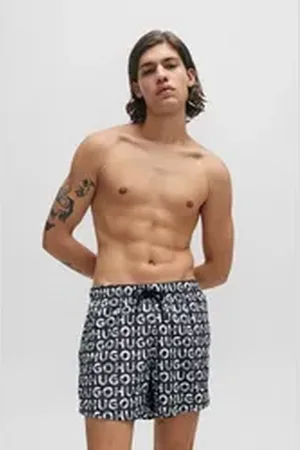 HUGO BOSS Badeshorts TORTUGA mit Print schwarz L